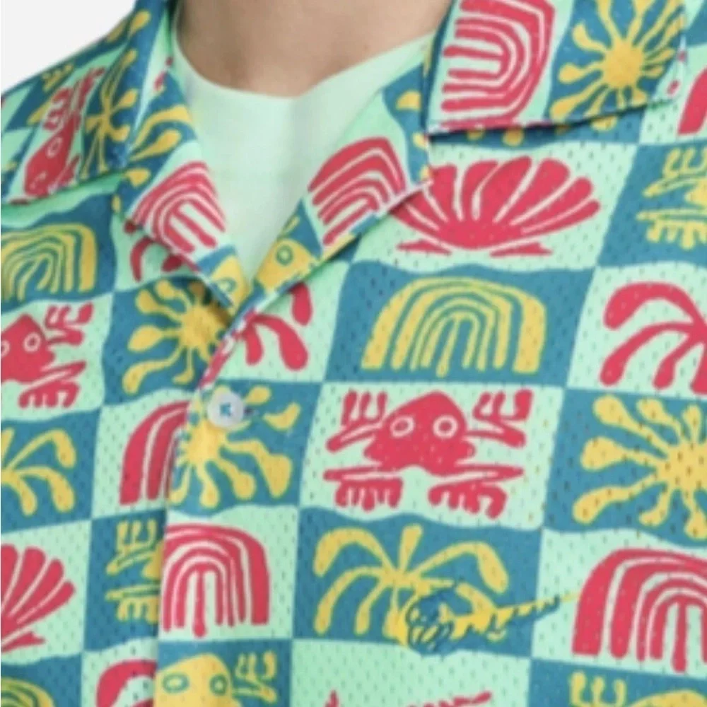 Nike Mesh Hawaiian Resort Camp Shirt Dri-Fit Mens Size Small Retail $85